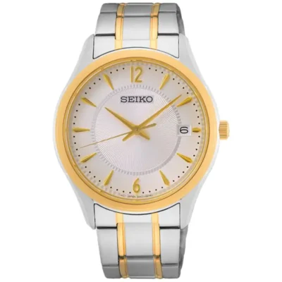 Seiko SUR468P1 men’s classic white dial watch with steel strap