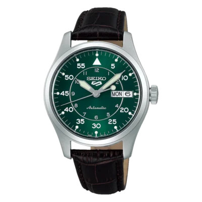 Seiko 5 Sports SRPJ89K1 – Kelly Green dial aviator-style automatic watch with a fabric strap