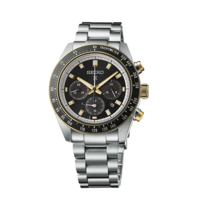 Seiko Prospex SSC941P1 Speedtimer solar chronograph with black dial and steel strap