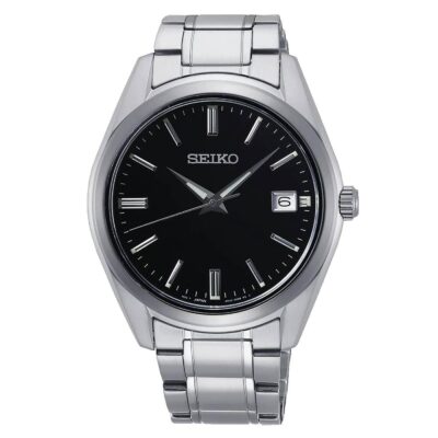 Elevate your style with the Seiko SUR311P1. Featuring a black dial and steel strap, it's a bold, refined watch for men who value timeless elegance.