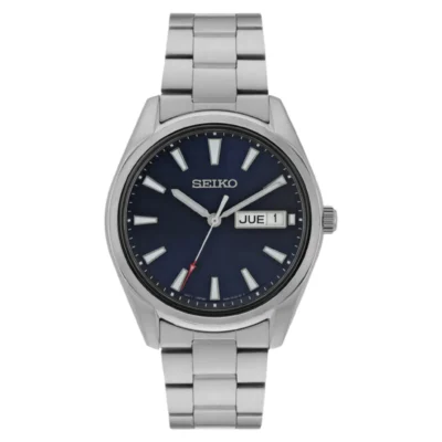 Seiko SUR341P1 classic men’s watch with blue dial and silver stainless steel strap