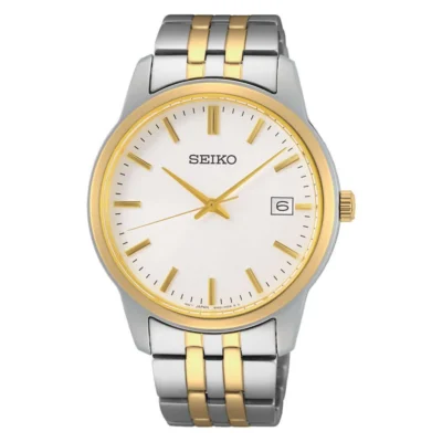 Seiko SUR402P1 men’s white dial watch with stainless steel strap