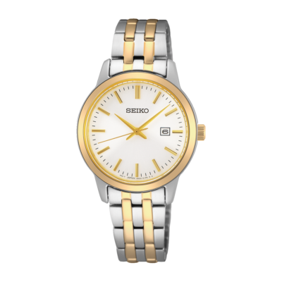 Explore elegance with the Seiko SUR410P1 women’s watch—featuring a silver dial, quartz movement, and stainless steel strap. Ideal for everyday sophistication.