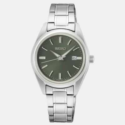 Seiko SUR533P1 women’s watch with green dial and stainless steel strap