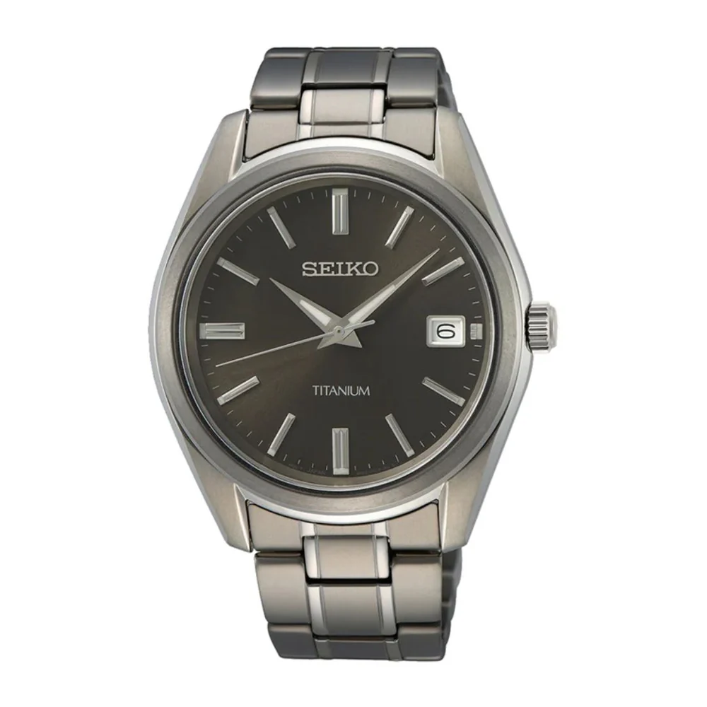 Seiko SUR375P1 classic men’s watch with gray dial and titanium strap
