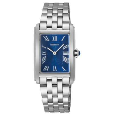 Seiko SWR085P1 classic women’s watch with blue dial and stainless steel strap