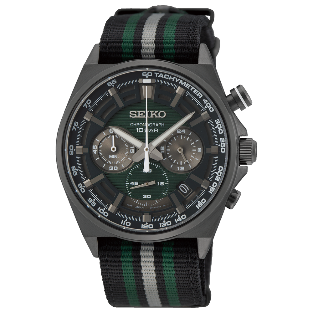 Seiko SSB411P1 Chronograph with green dial and nylon strap