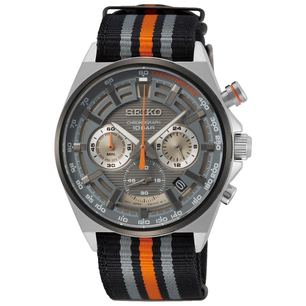 Seiko SSB403P1 Chronograph with grey dial and black nylon strap