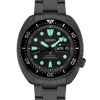 Seiko Prospex Night Vision King Turtle SRPK43K1 – Black dial automatic dive watch with ceramic bezel and sapphire crystal.