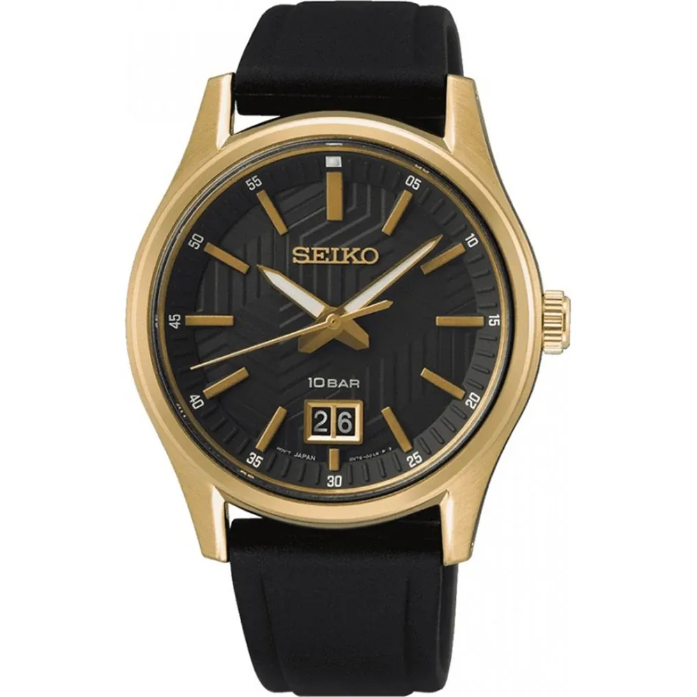 Seiko SUR560P1 men’s watch with black dial and silicone strap