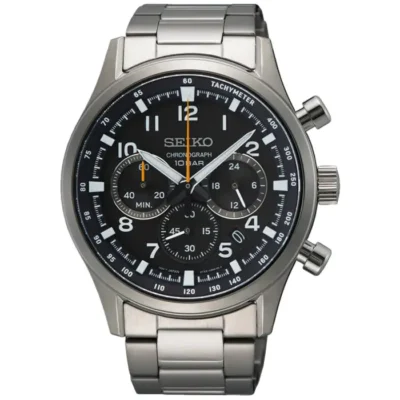 Seiko Chronograph SSB447P1 with black dial and steel strap