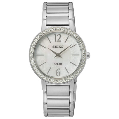 Seiko SUP467P1 ladies watch with mother of pearl dial and silver strap