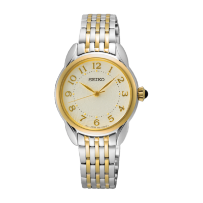 Seiko SUR562P1 women’s watch with champagne dial and silver strap