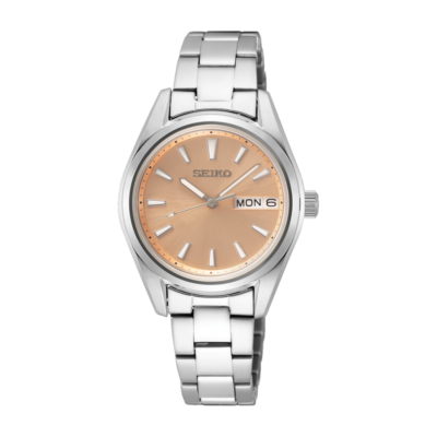 Seiko SUR351P1 women’s watch with rose gold dial and steel strap
