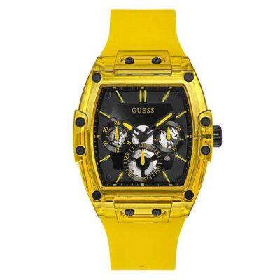 GUESS GW0203G6 Men's Yellow Silicone Band Black Dial Multifunction Analog Watch